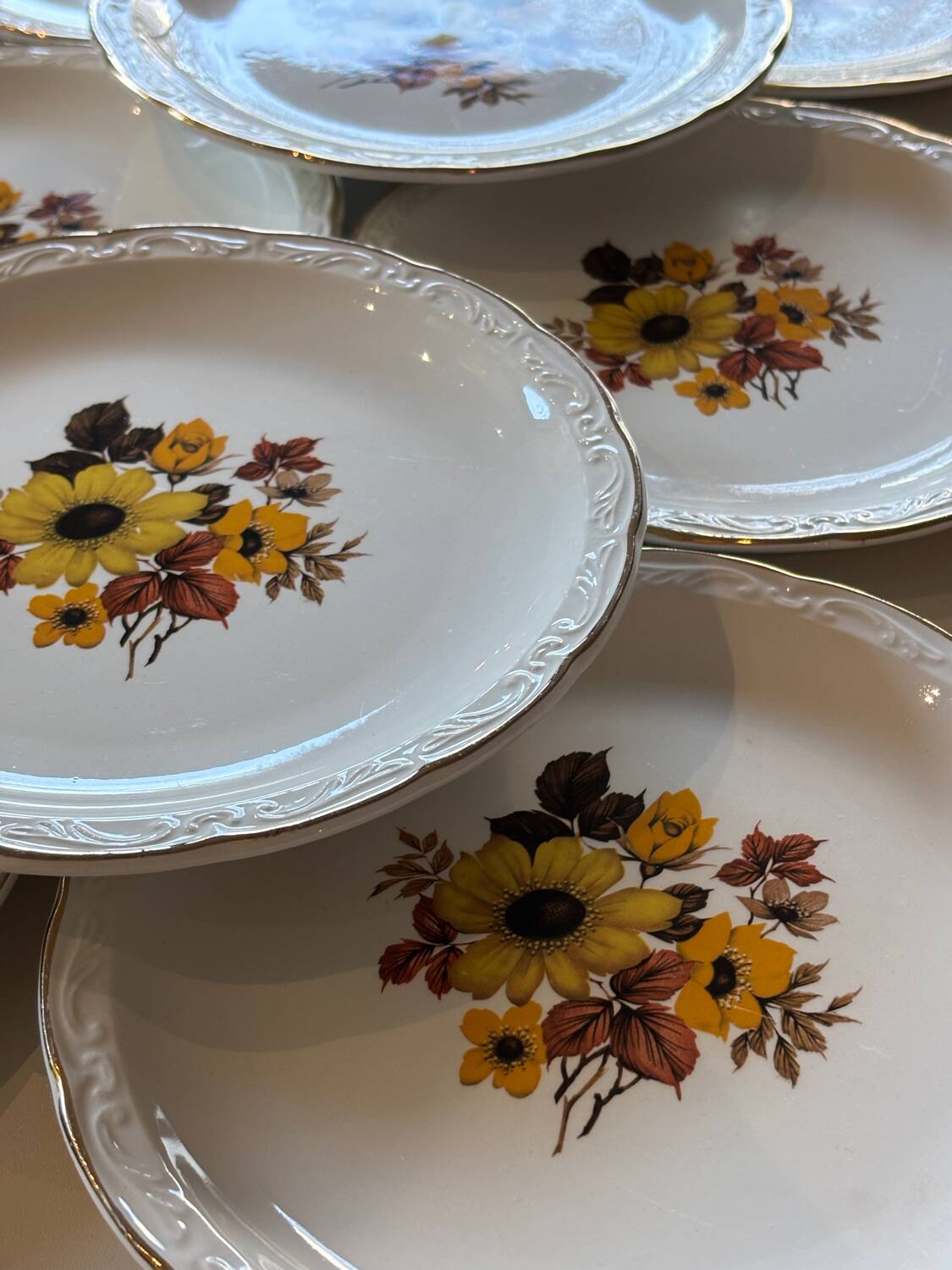 Antique Digoin earthenware dessert plates