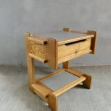 Constructivist style bedside table in elm, 1970s