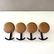 Vintage Set of 4 Wooden & Metal Coat Hooks | Wall-Mounted Hooks