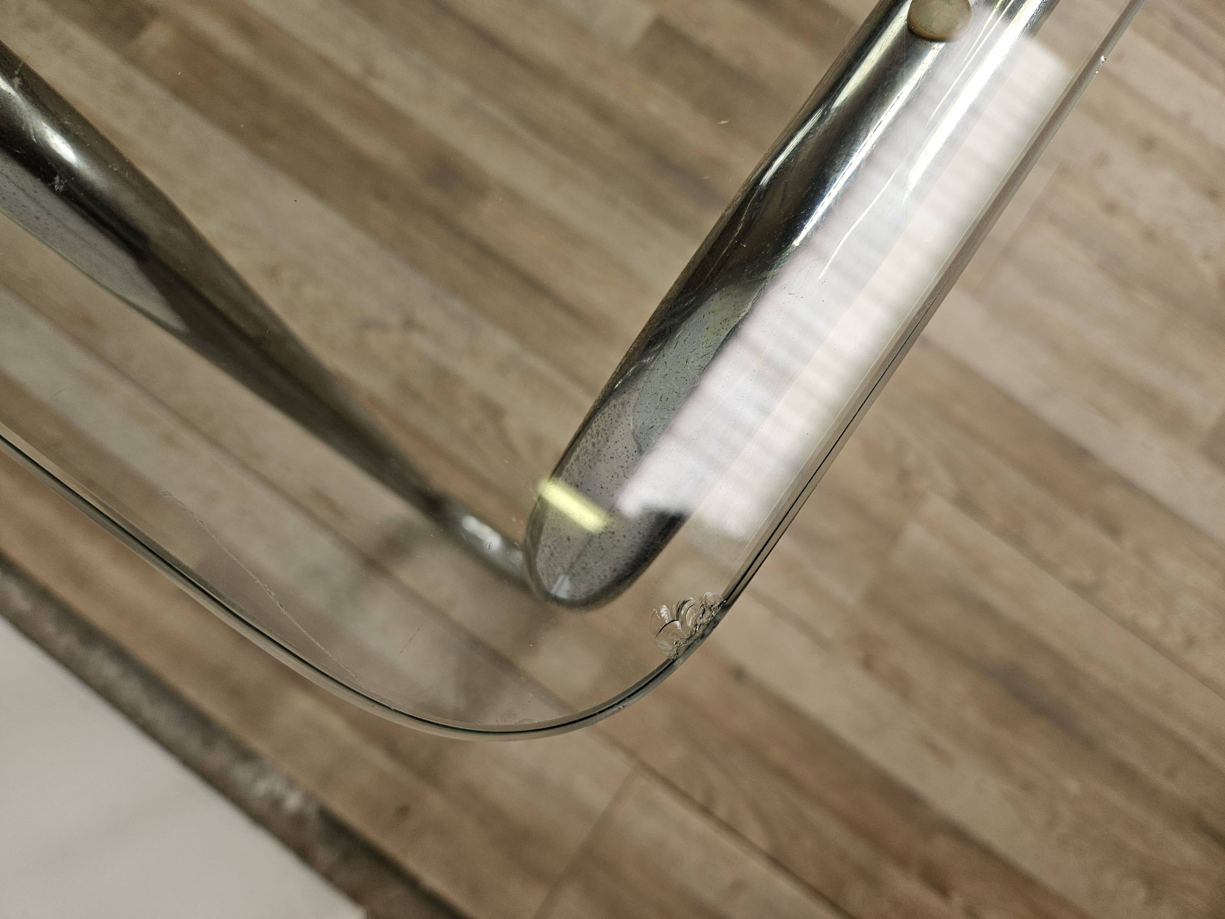 1970s Bauhaus table in chromed tubular steel and glass