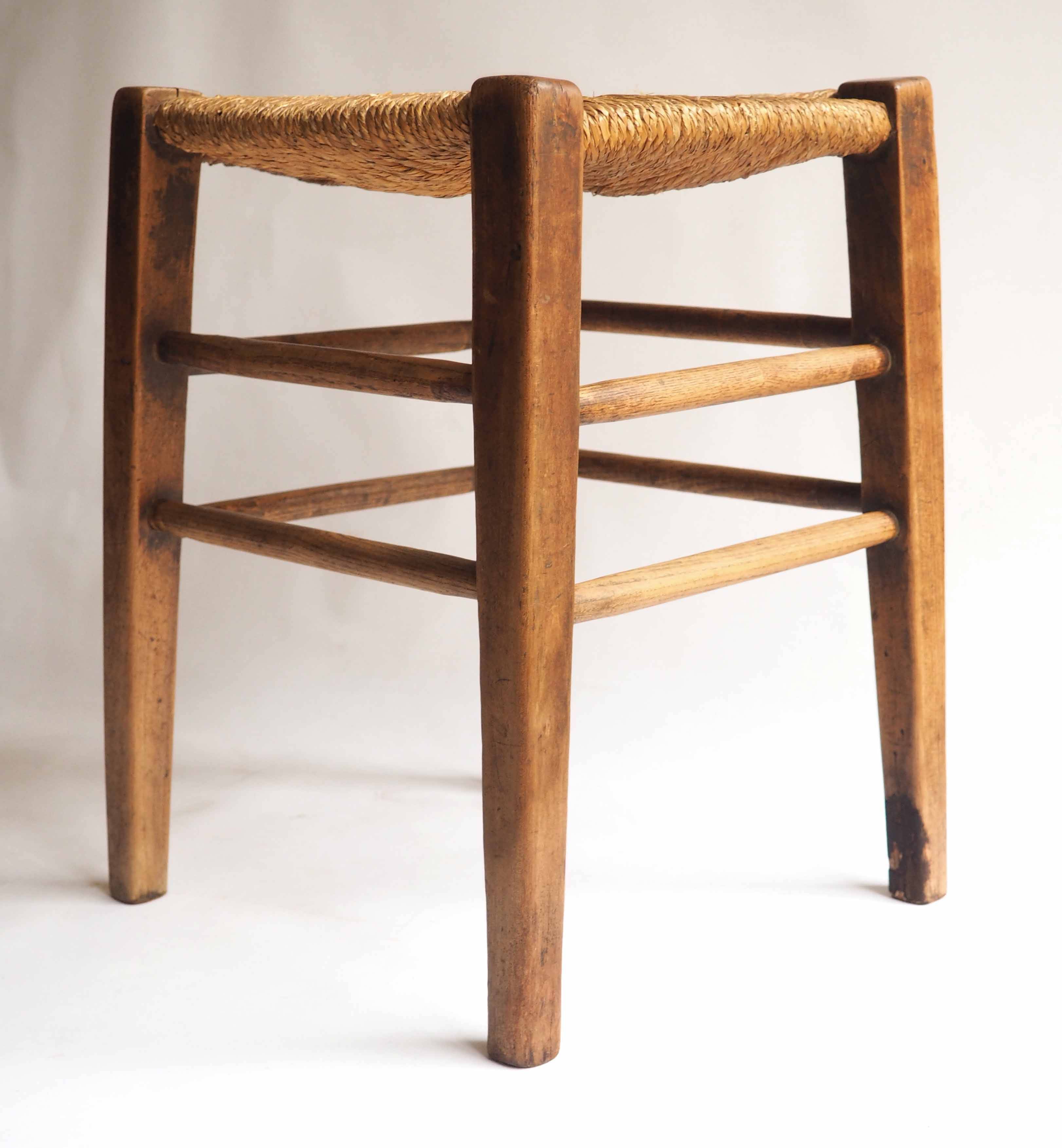 Old stool with straw seat