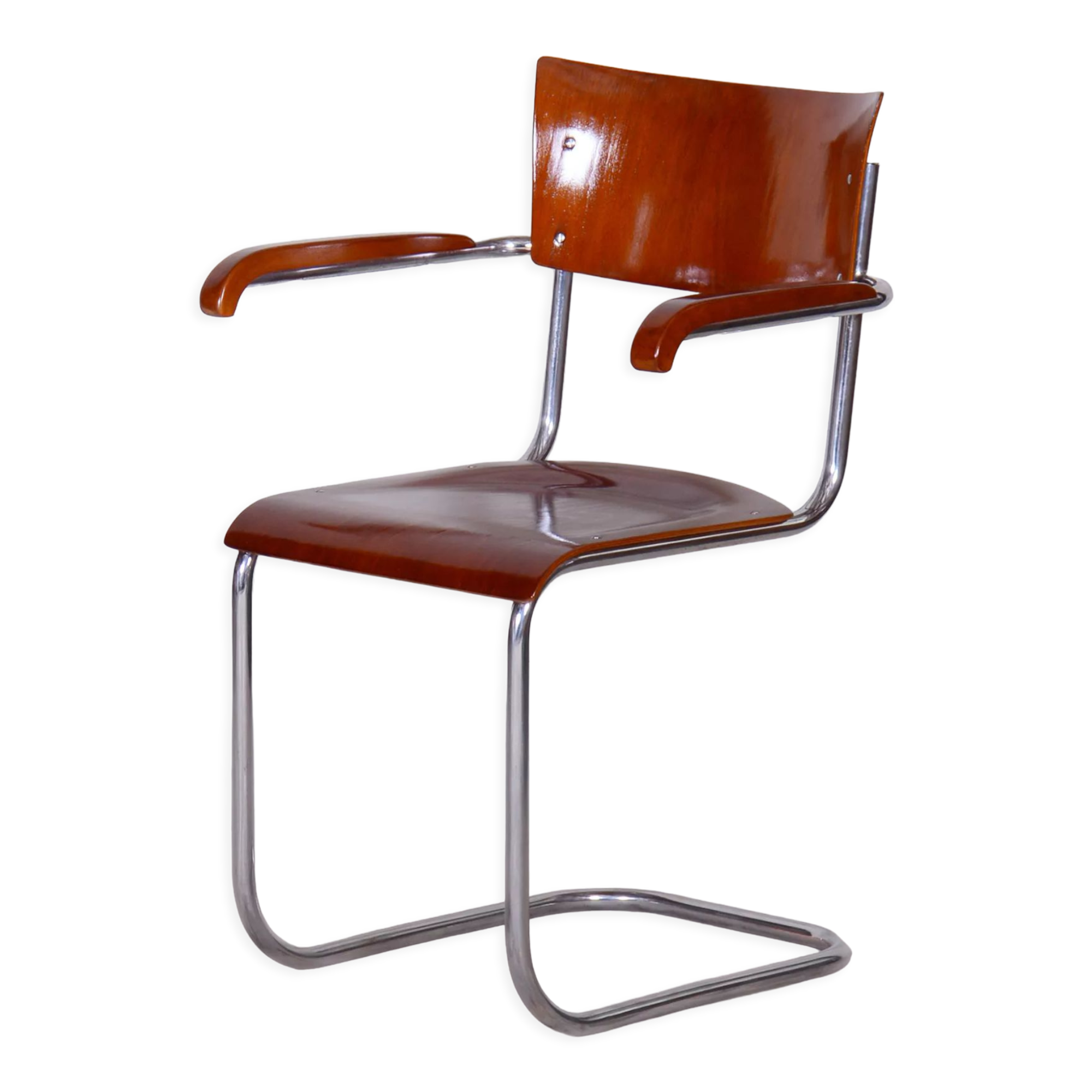 Set of Two Restored Bauhaus Armchairs, Mart Stam, Beech Plywood, Germany, 1930s