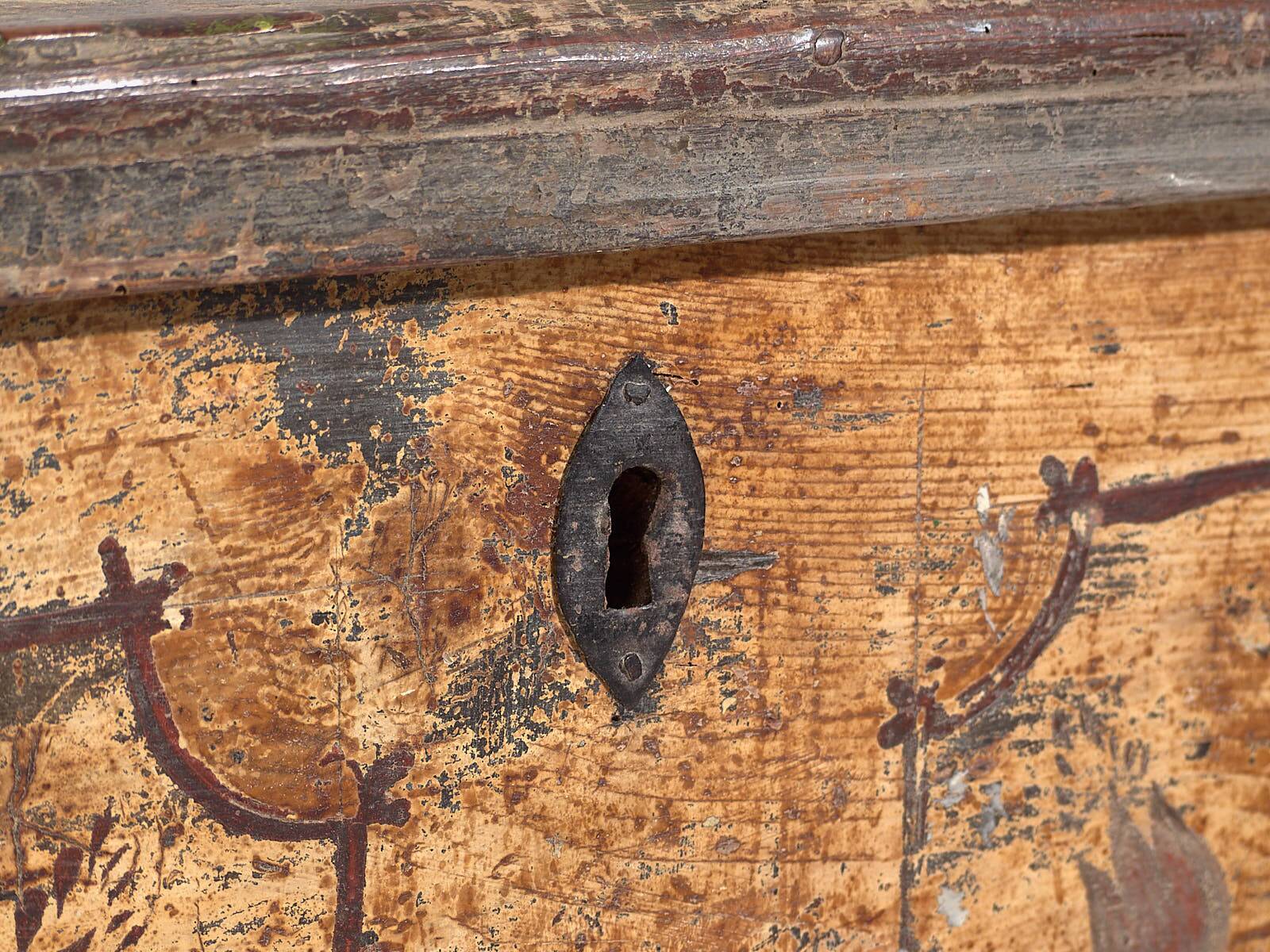 Antique solid gilded wooden chest dated 1846 #86