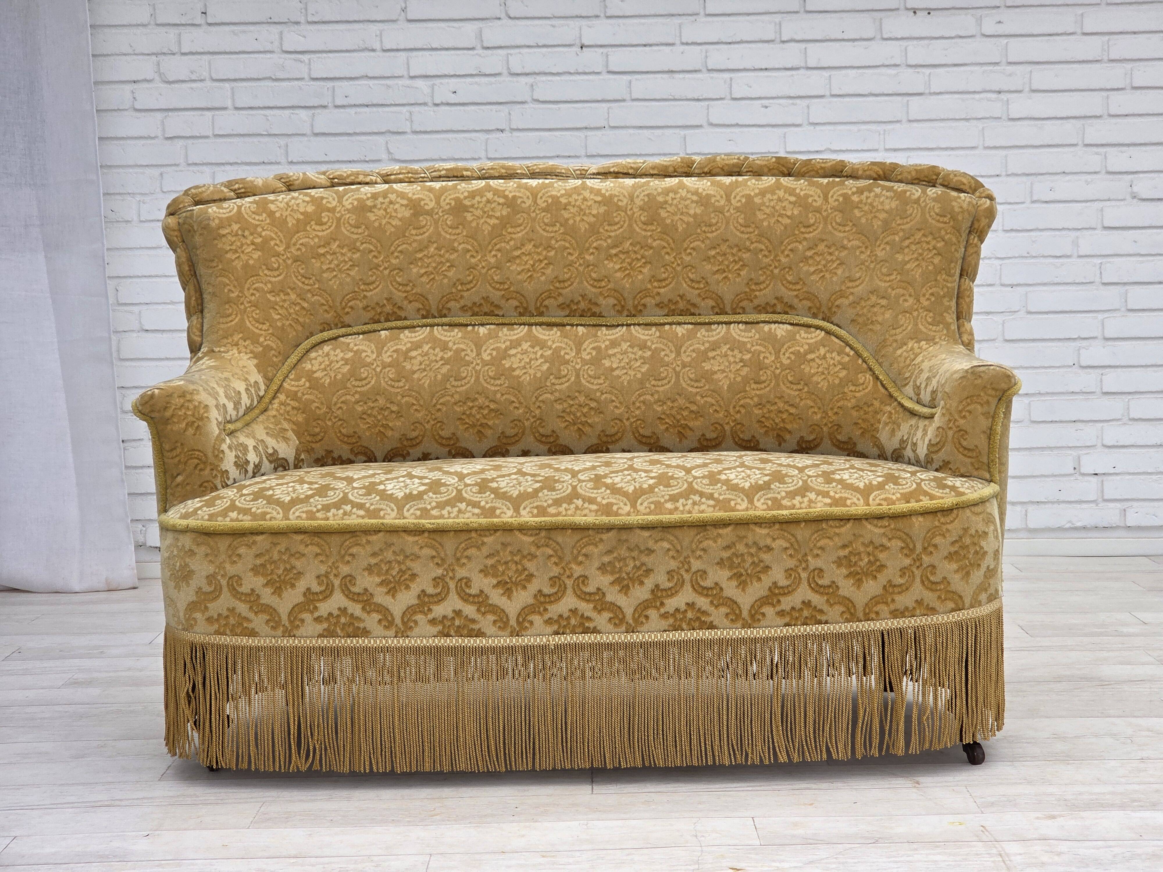 1950s, Danish 2-seater sofa, green/honing furniture velour.