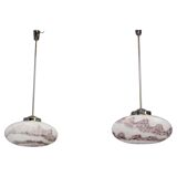 Paire de suspensions tchèques des années 1970, en verre soufflé et chrome, recâblées, reconditionnées