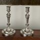Pair of Christofle silver metal candle holders.