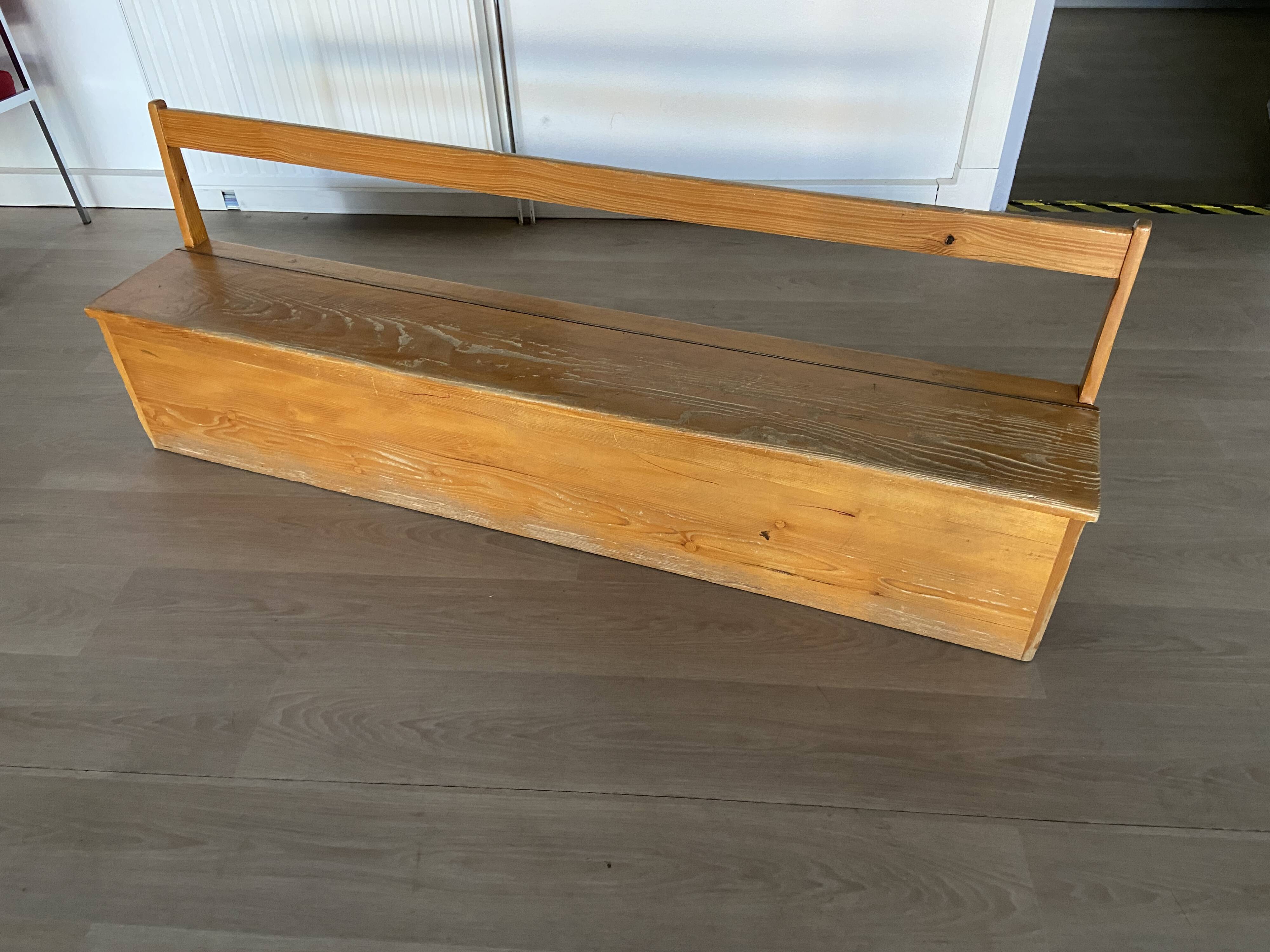 Vintage nursery school chest bench 1980s in pine