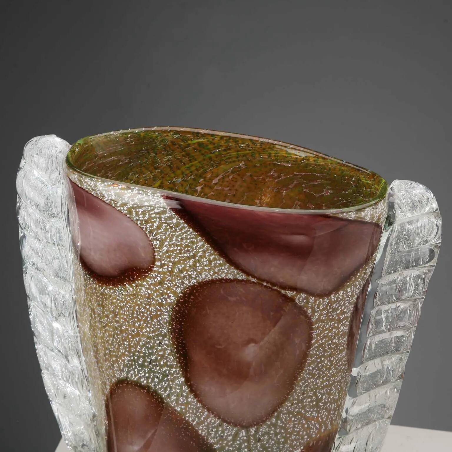 Vintage Murano glass vase, style E. Barovier, Italy, 20th Century