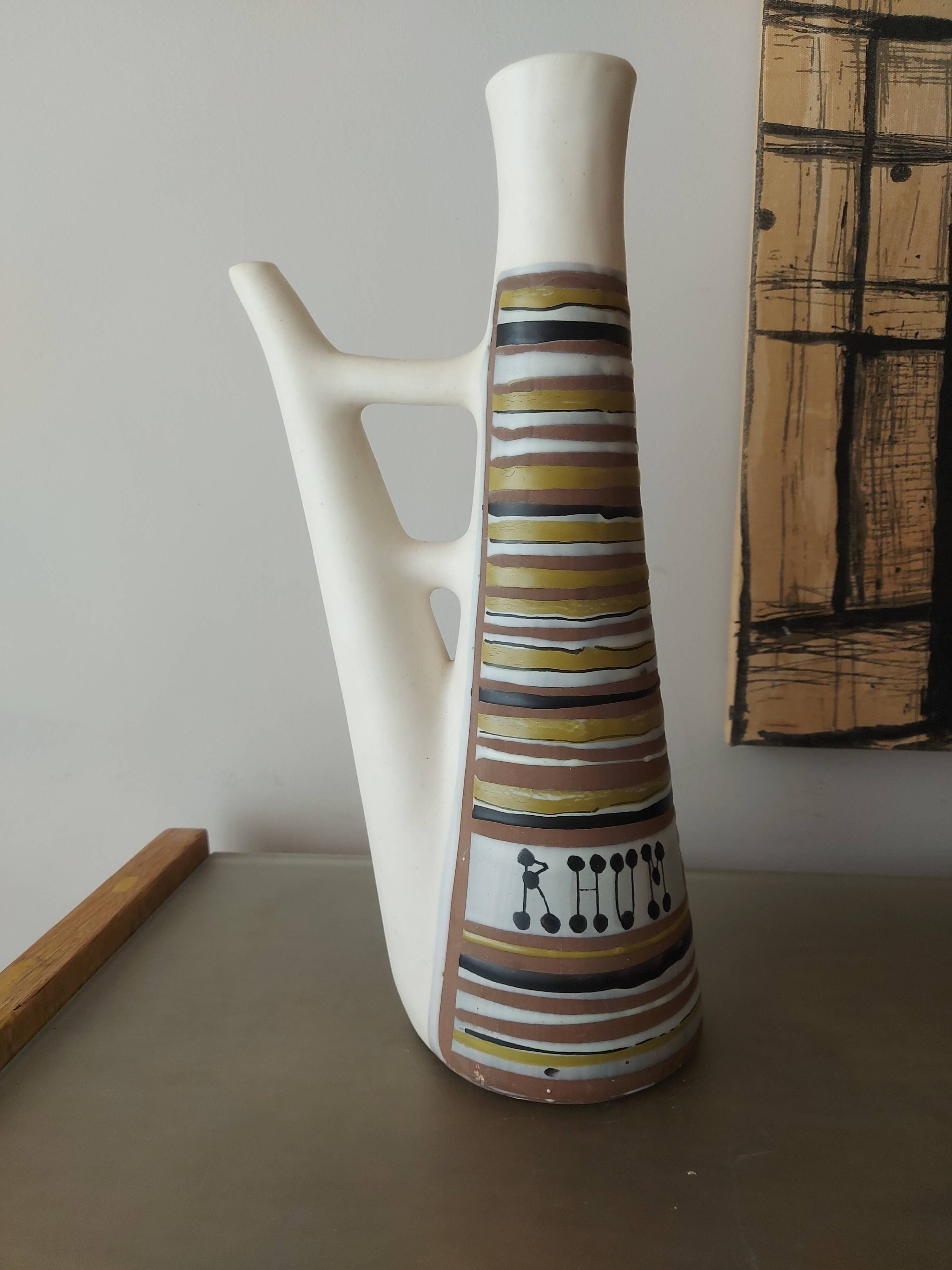 Ceramic pitcher " rum " roger capron , vallauris