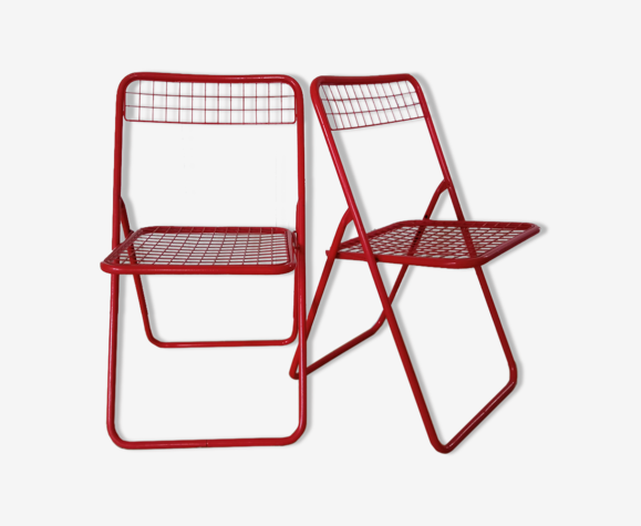 Paire de chaises pliantes vintage en metal