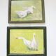 2 Oils on Wood Framed and Signed Henri Merlet: White Geese