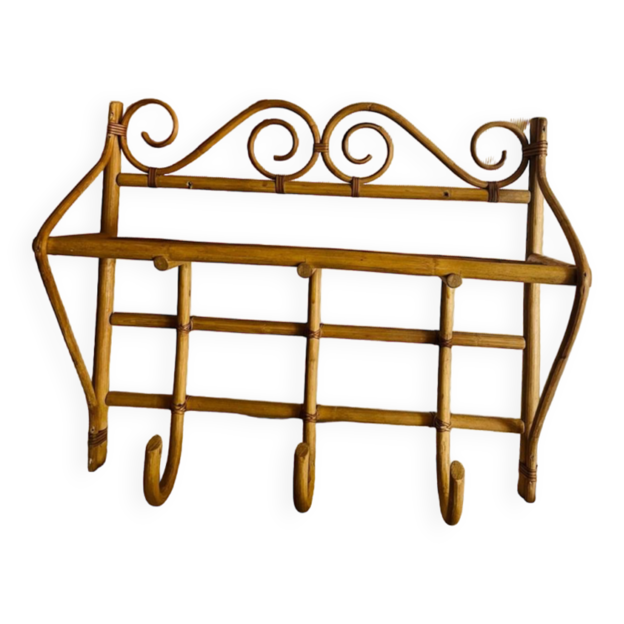 Rattan coat rack