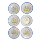 Série 6 assiettes faïence décor coq XXème