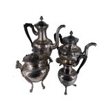 Service à café et à thé style Empire en métal argenté. Marqué RM pour Roux-Marquiand 20ème siècle