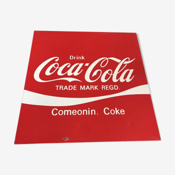 Plaque murale publicitaire « coca-cola » couverture face en tôle rouge/blanc vintage