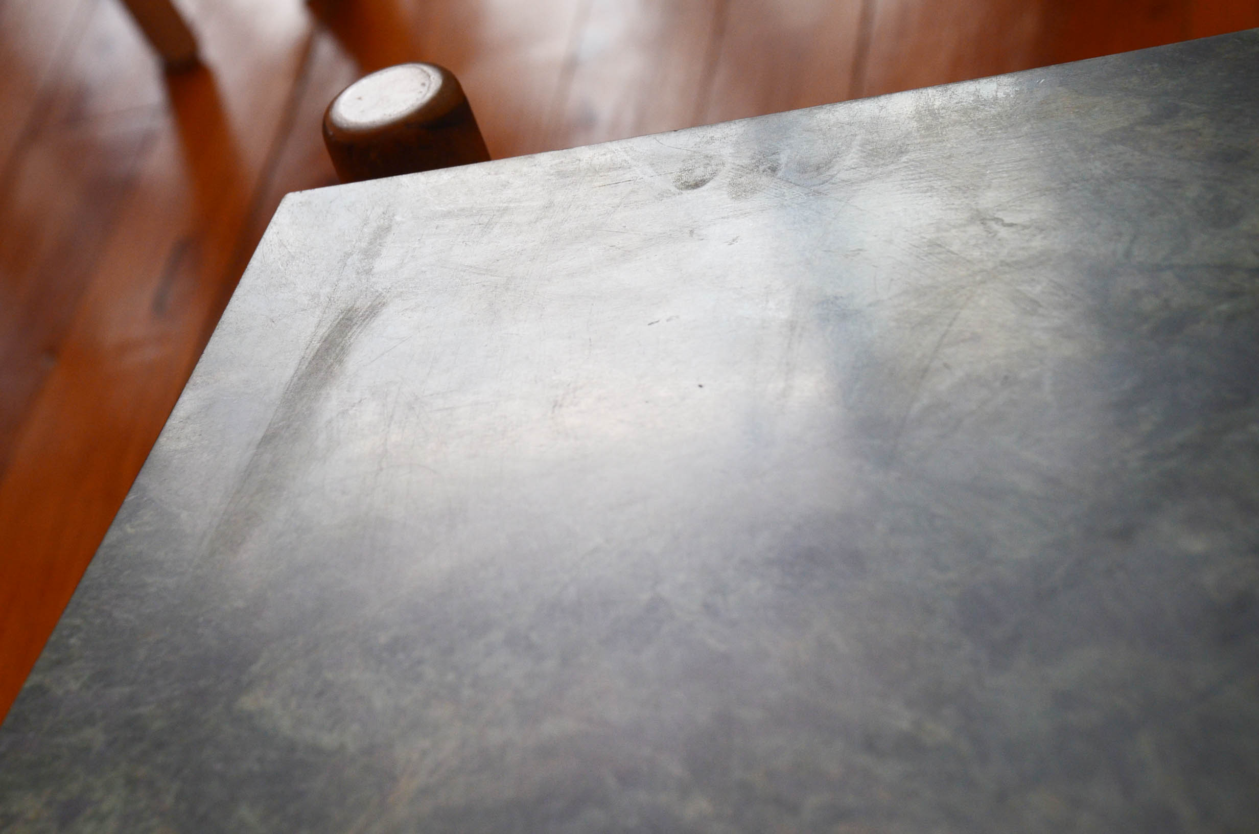 Dujo cuba coffee table in green marble and rosewood 70s