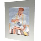 Watercolor portrait Tea time 1970