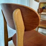 5 beech and teak chairs - Denmark 50s/60s