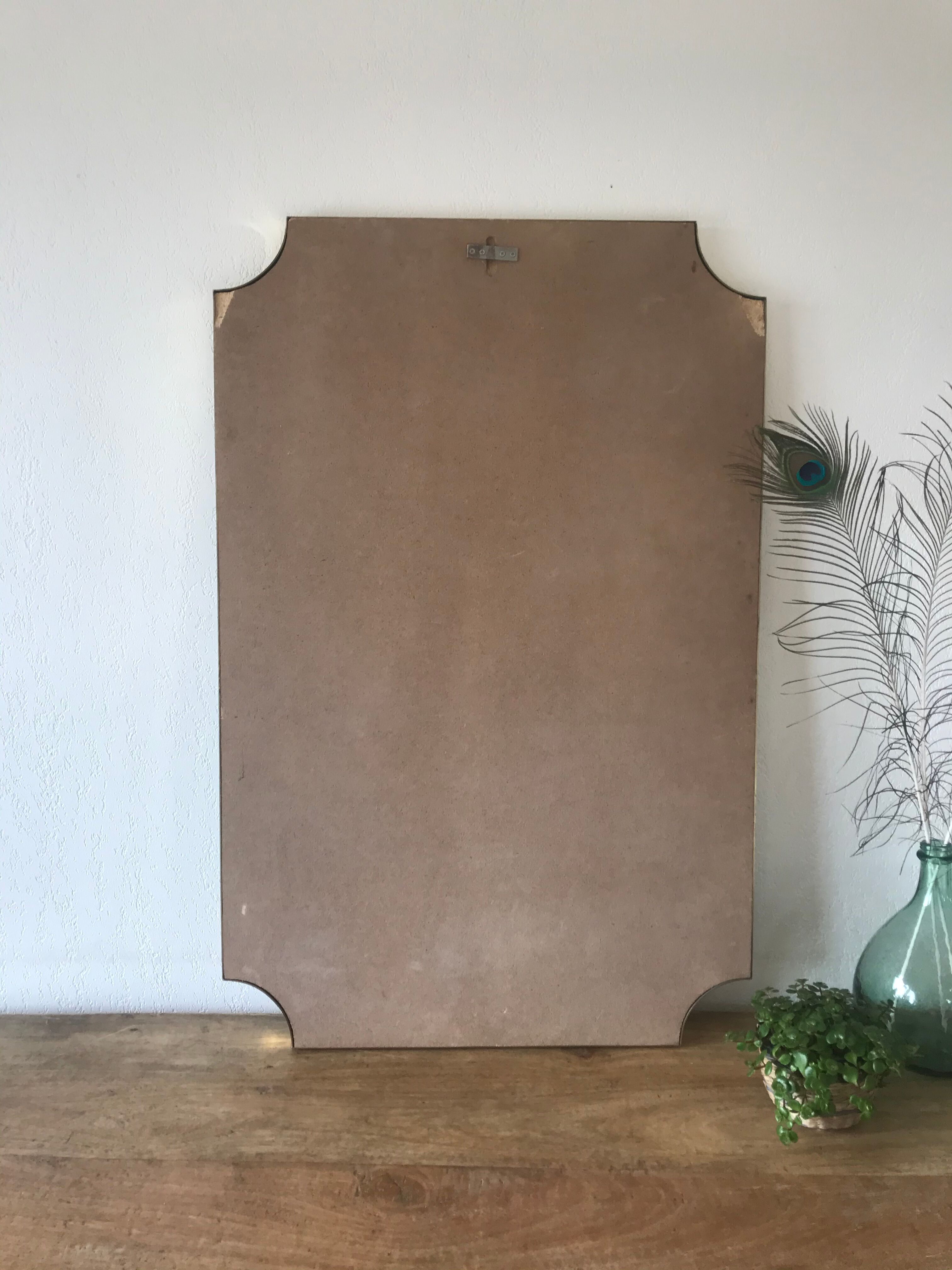 Brass bevelled mirror, Italy, 60s