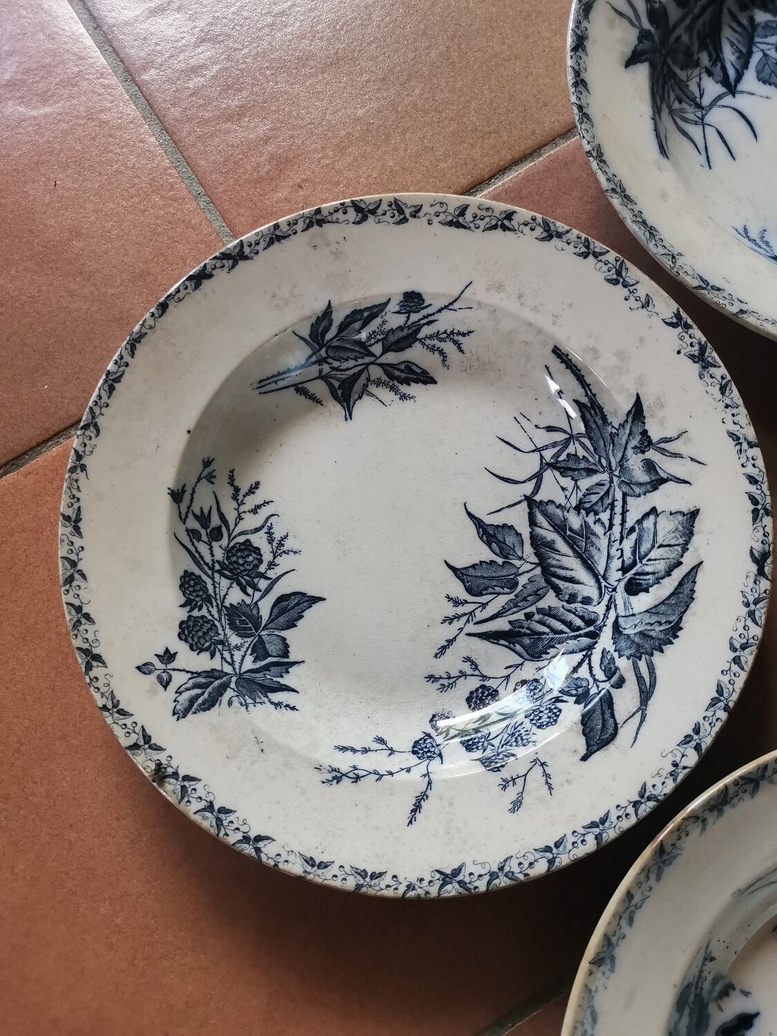 Set of 4 vintage iron earth plates Badonvillier ripe model