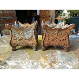 Pair of enamelled cast iron planters from 1900 from Charleville-Mézières