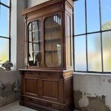 Old XL Napoleonic oak glass bookcase, 19th century