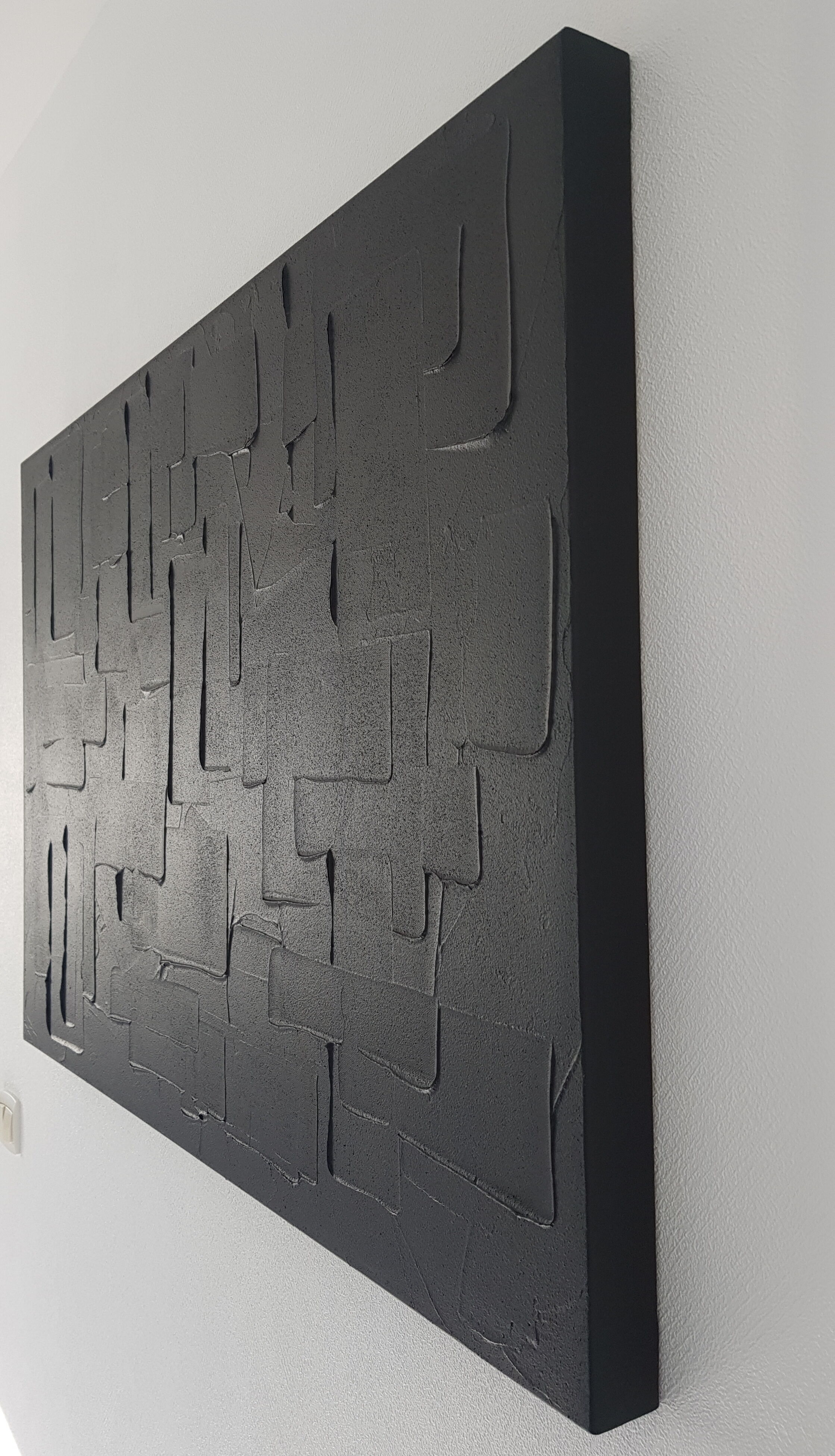 Tableau abstrait peinture monochrome noir