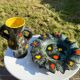 Vase and dish poet laval 1950/60 free form signed yvonne