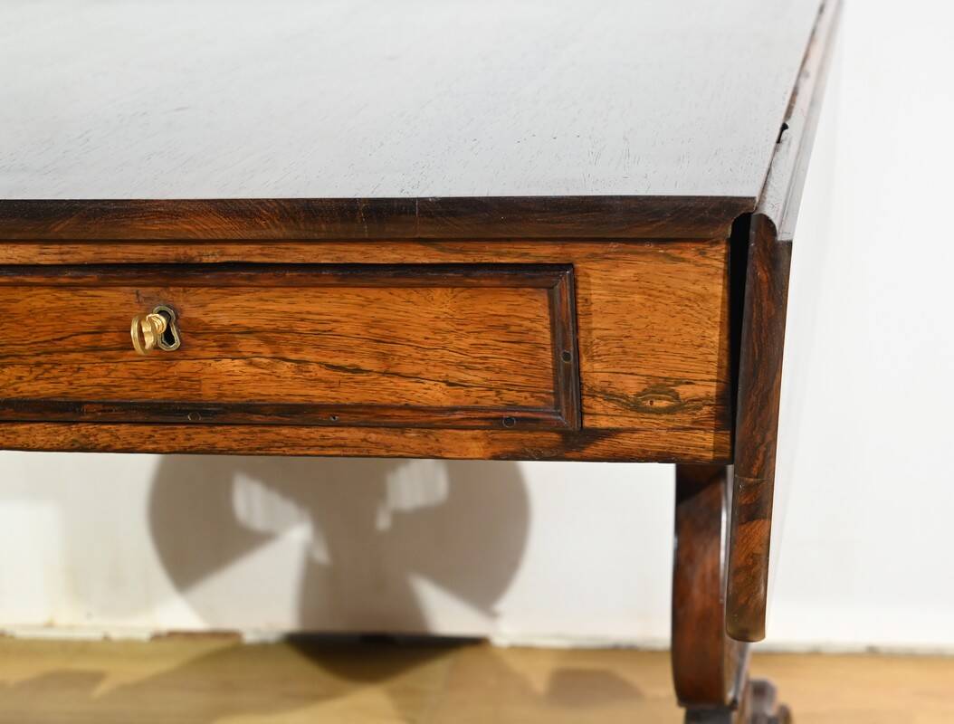 Desk Table with Shutters in Solid Rosewood, Restoration Period – Early 19th Century