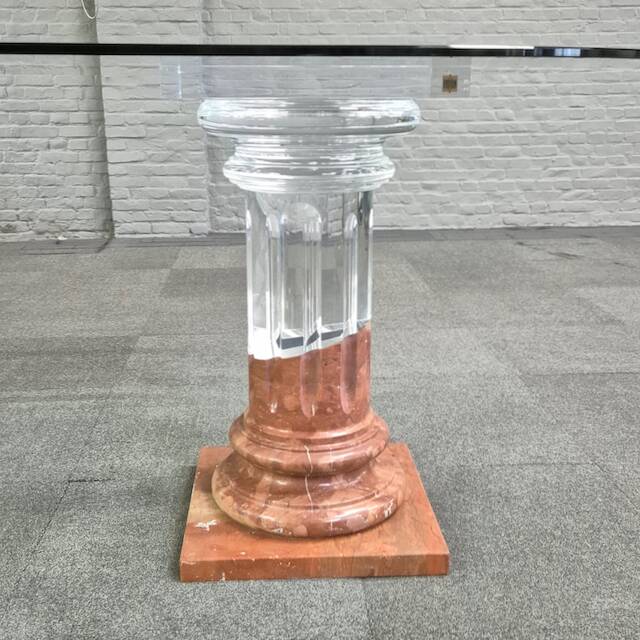 Dinning table by fabianart with 2 doric columns marble & acrylic - italy 1980's