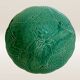 Set of 6 green earthenware dessert plates, vine leaf pattern.