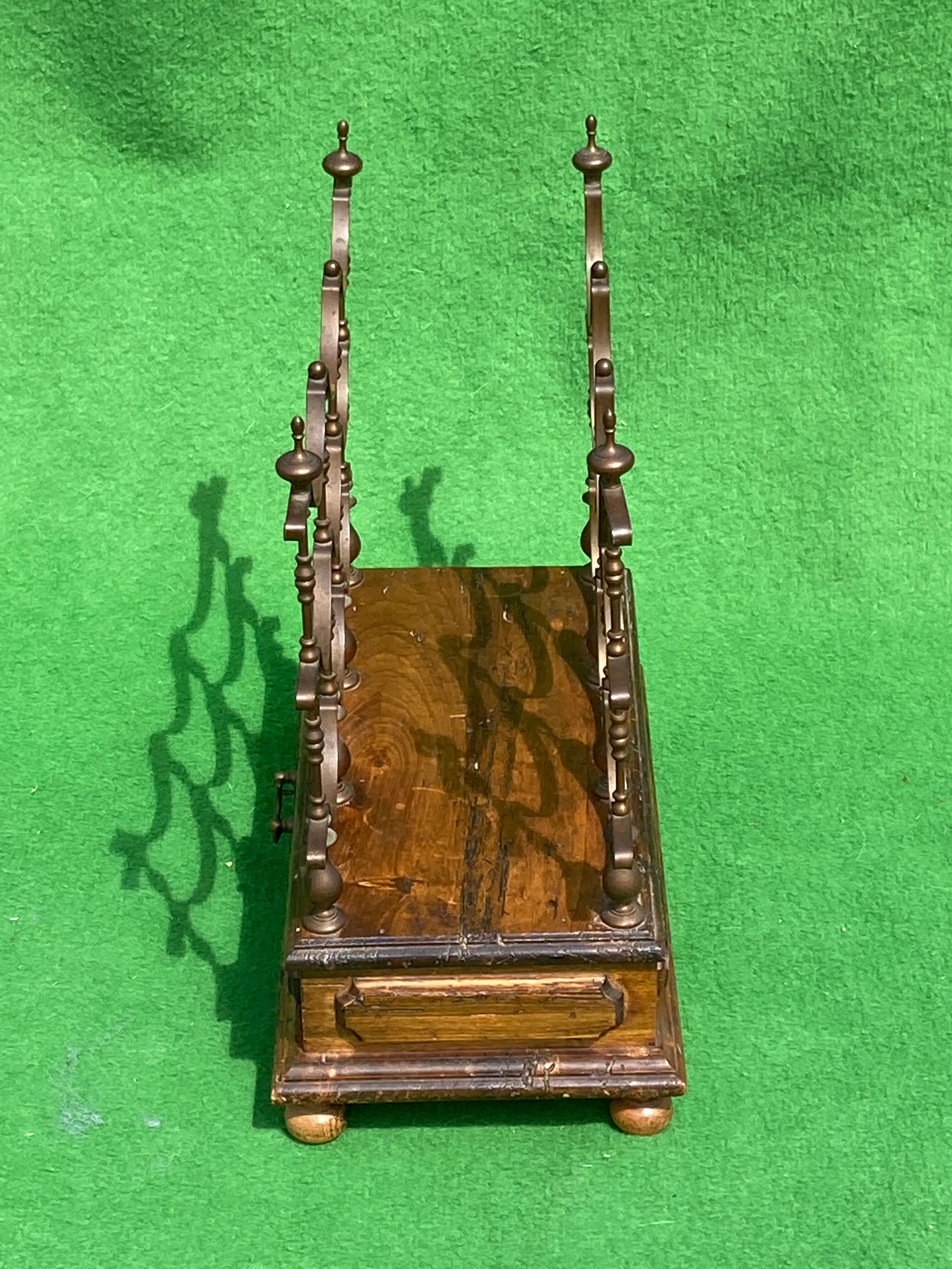 1950s Italian brass and wood wine rack with drawer