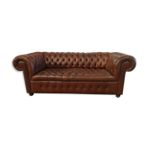 Canapé chesterfield cuir marron clair