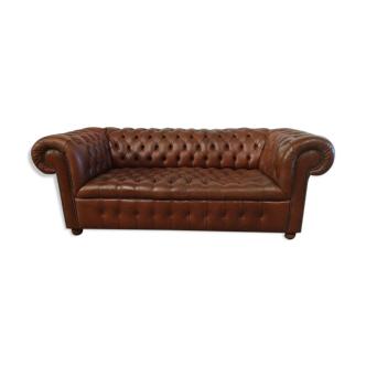 Light brown leather chesterfield sofa