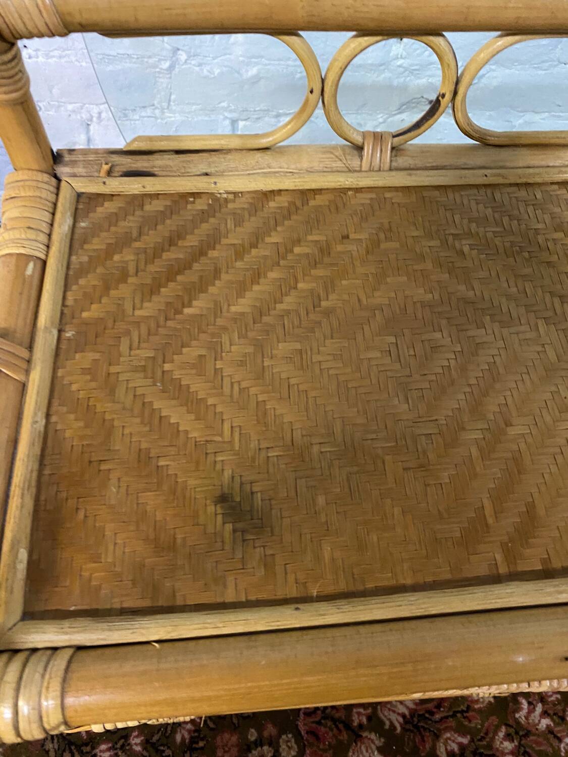 Pair of vintage rattan bedside tables from the 70s