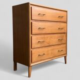 Vintage chest of drawers with compass feet, oak, original patina, 1950s