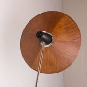 Large tilting floor lamp in steel and teak by Georges Frydman 1960.