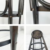 Tabouret de bar Tabouret en bois Bug brun foncé Mid Century Vintage repose-pieds en métal Bar compto