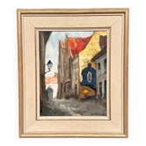 Huile sur panneau originale suédoise - "Allée" par Knut Norman - Signée - Vintage et encadrée - 59 × 46 cm (23,2" × 18,1")