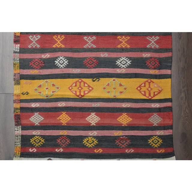 Vintage Turkish Oushak Handmade Wool Cotton Red Runner Rug 85x284