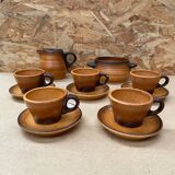 Old tea coffee service st amand meylan ceramic brown beige vintage
