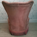 Vintage toad armchair in pink velvet.