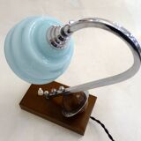 Lampe Art Déco, saturne & opaline bleue 1930'