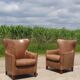 Pair leather wingback armchairs Machalke