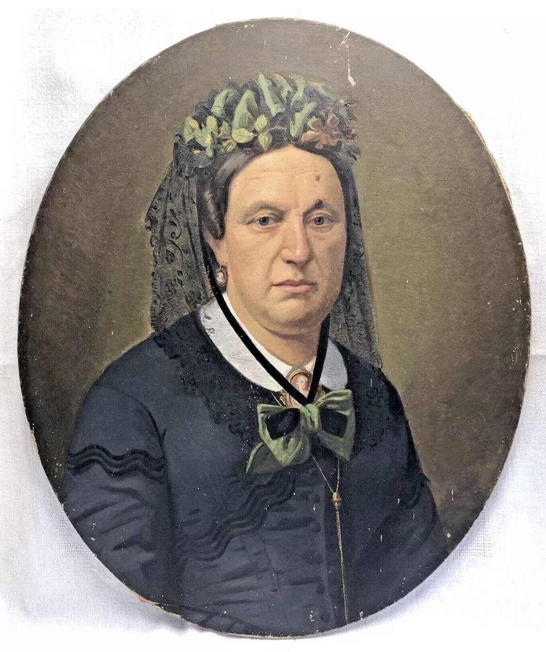 Oil painting on canvas XIX portrait Chevalier d'Eon