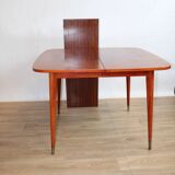 Vintage square teak table rounded corners brass-covered legs 1950 DK