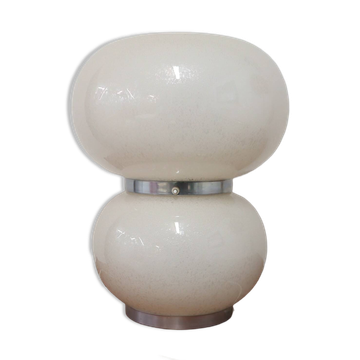 Lampe de table à double abat-jour en verre Murano pulegoso Mazzega des années 1970