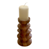 Turned wooden candle holder