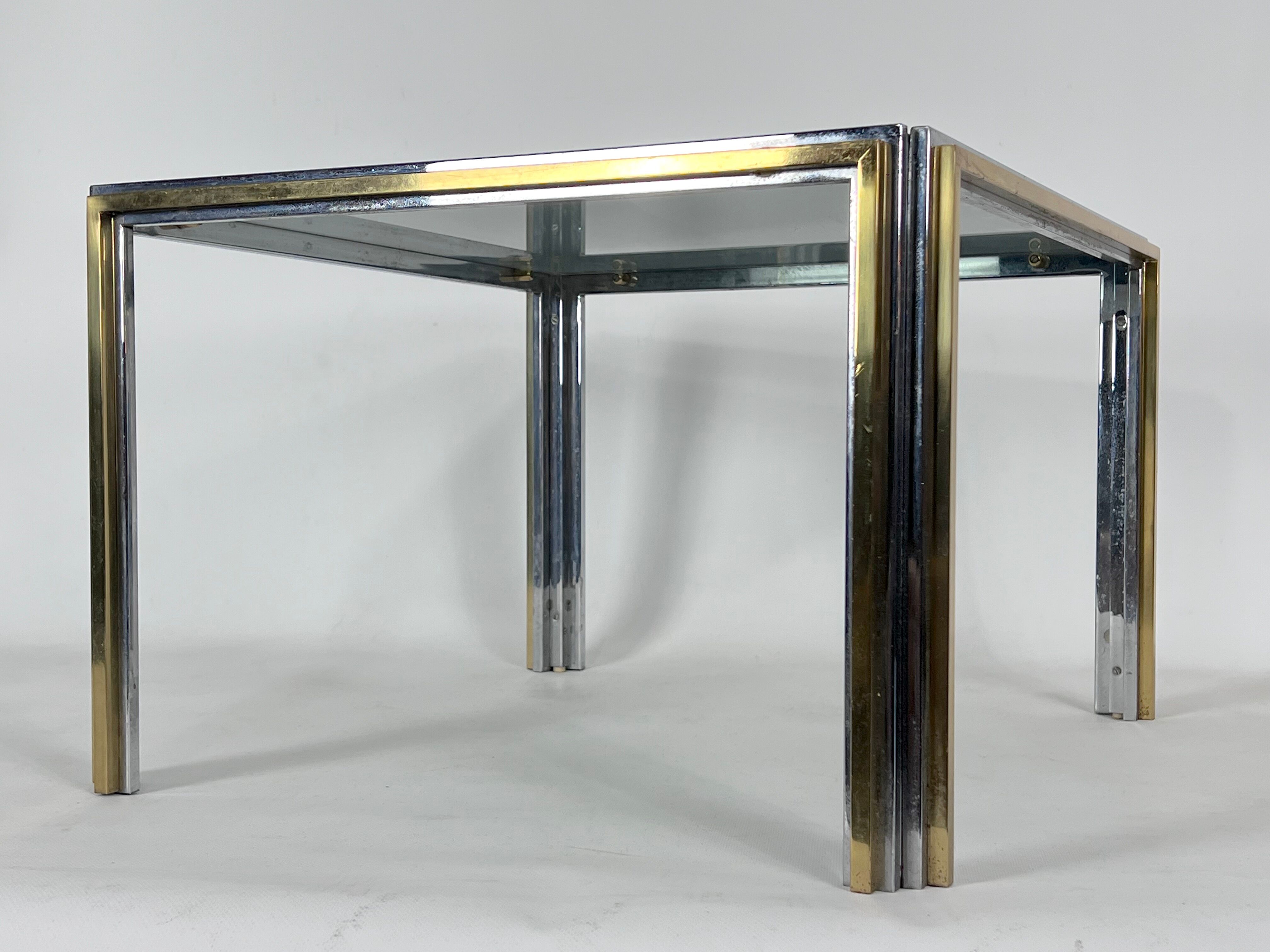 Mid-Century Modern chrome and brass side table, Romeo Rega style. 70s