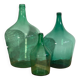 Antique green demijohns (c.1920). 3-piece set #6